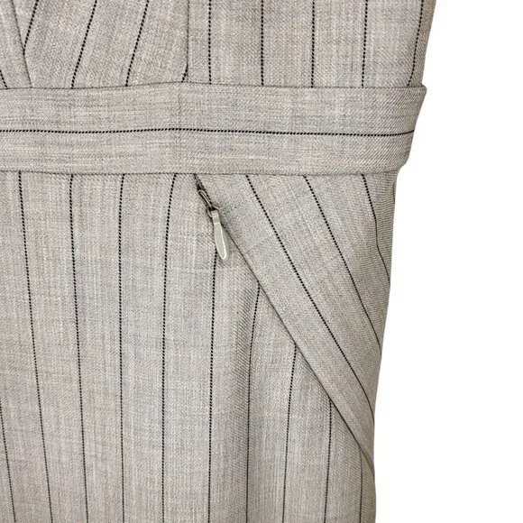 NWT Ann Taylor Bi-Stretch V-Neck Gray Pinstripe Summer Fall Career Dress Sz 18 - Picture 5 of 13